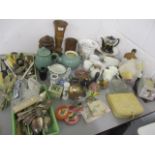 A mixed lot to include treen jars, cutlery, mixed china and other items