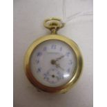 An early 20th century Tiffany & Co 18ct gold, open faced fob watch having a white enamelled dial