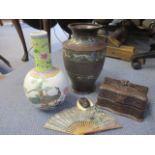 Oriental items to include a cloisonne vase, a mid 20th century Chinese vase and a Japanese bronze