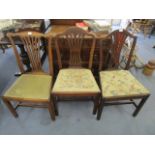 A group of three 19th century matched, splat back chairs with drop in seats