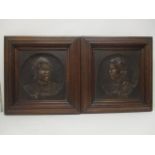 Hippolyte Moreau - a pair of late 19th/early 20th century cast bronze plaques, each of a young woman