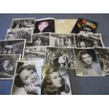 Mixed ephemera to include film set photographs to include Muriel Parlow, a signed Shirley Bassey