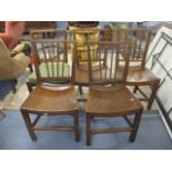 A set of five George III elm, spindle back chairs