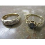 Two 9ct gold rings, each set with diamonds, 6g