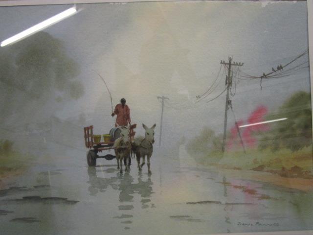 Dennis Pannett - Mule Cart - watercolour, signed lower right corner, 10 1/8" x 14 1/8", mounted in a