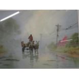 Dennis Pannett - Mule Cart - watercolour, signed lower right corner, 10 1/8" x 14 1/8", mounted in a
