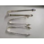 Two Georgian silver sugar tongs, one with marks for Charles Boyton II London 1810, and a later