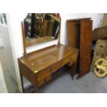 A 1930s oak dressing table, 31 1/2" h x 42" w x 19 1/2" deep, with two long drawers above two