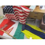 A selection of flags to include an American flag