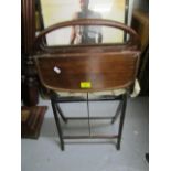 An Edwardian mahogany folding sewing basket/table