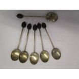 Early 20th century silver coffee bean spoons, Birmingham 1936