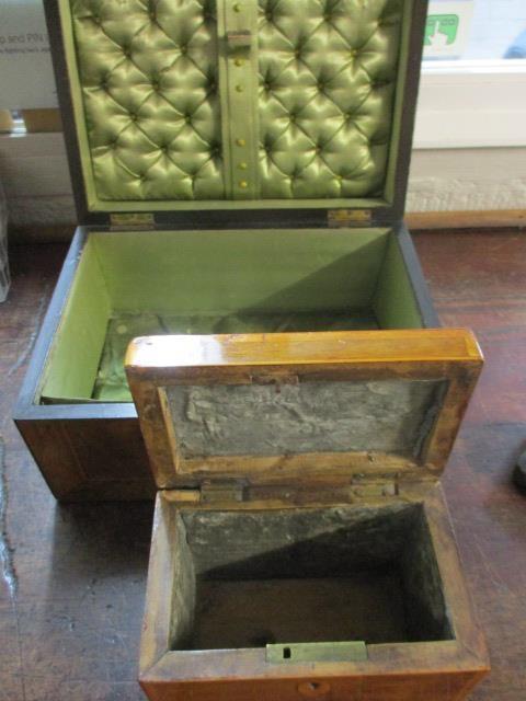 A Victorian walnut jewellery box and a 19th century mahogany tea caddy - Image 2 of 2