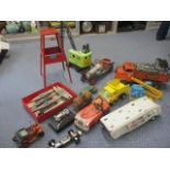 Triang tin plate children's toys, a retro Tonka tipper truck, model battleships and other vehicles