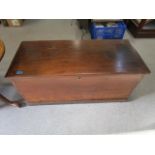 A 19th century elm chest with a hinged lid, 17" h x 39 5/8" long x 17" deep