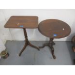 Two Victorian and a George III mahogany pedestal tables, each on tripod base