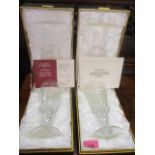 A pair of late 20th century Minton crystal commemorative limited edition etched wine glasses