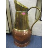 A copper and brass urn shaped stick/umbrella stand