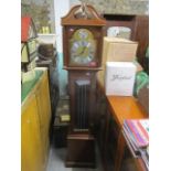 A reproduction mahogany cased Grandmother clock, the brass and silvered dial inscribed Tempus Fugit,