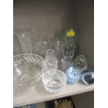 A Caithness glass vase and paperweight, together with other glass paperweights and cut glass