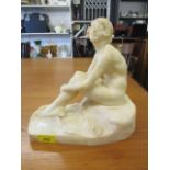 A marble figure of a nude female, 10 1/4" h x 10" w