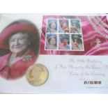 The Queen Mothers 80th Birthday stamp album containing stamps, first day covers and a