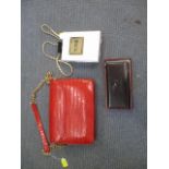 Three ladies handbags to include a perfume bottle shaped bag and an Australian purse