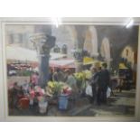 Valerie Batchelor - acrylic, entitled Flower Market, Venice, 9 1/4" x 6 1/2"