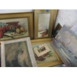 Mixed pictures and postcards to include two oil paintings depicting still life by Matthew Gibbon,