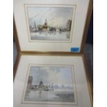 Sydnay Vale - two watercolours depicting views of The Thame, 6 1/2" x 5 1/4"