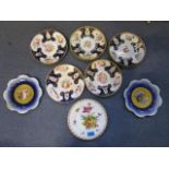 A group of five English 19th century plates, a Dresden floral pattern plate and two Austro