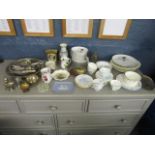 A mixed lot of ceramics, glass and metalware to include a Coalport Cairo part teaset, a Wedgwood