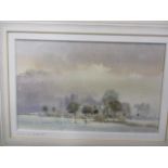 Valerie Batchelor, watercolour entitled Snow in Suffolk, 7 1/4" x 4 1/2", framed