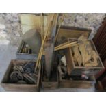 A mixed lot to include tools, chests, shaving, dressing table items, fishing items and other items