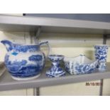 Ceramics to include a vase, a candlestick, a bowl and a jug