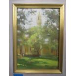 Dennis Syratt - oil on canvas depicting a Mosque in Israel, 6 1/2" x 9 1/2", framed