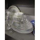 A mixed lot of glassware and china to include Limoges platter, Lierre cheese plates, bau scher