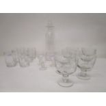 Keith Murray for Royal Brierley - a liqueur decanter and original stopper with seven wine glasses,