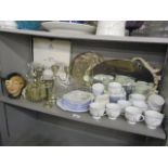 A mixed lot to include a tea set, silver plate and Aynsley china plates