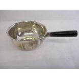 A mid 20th century Danish silver small saucepan with a lobed edge and turned wooden handle, 3 3/4"