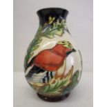 A Moorcroft pottery Inglewood pattern vase, decorated with a Jay and other birds, 7" h, with