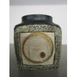 A Troika cubed marmalade pot, textured designs of circles and geometric designs to each side, artist