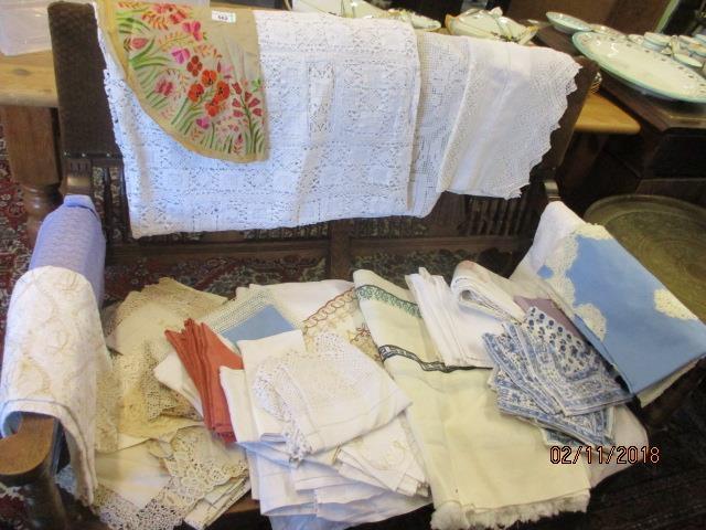 A quantity of Victorian crochet work and mid 20th century table linen