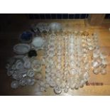 Vintage and later glassware to include Champagne saucers, sundae dishes, Sherry glasses and other