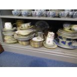 Mixed Victorian chamber pots, a slop bucket, wash jugs, mixed plates to include a Doulton