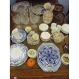 Mixed vintage ceramics and glass to include Royal Winton, paste pots, blue and white plates and