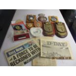 Submarine-related wall plaques, ephemera and cloth badge