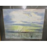 Jay Godemark - a watercolour landscape entitled dawn 18.5" x 14 3/4" framed