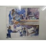 Jane Corsellis, watercolour entitled English National Opera, 7 3/4" x 7 1/4", framed