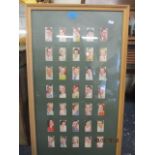 Framed cigarette cards depicting 1930s film stars