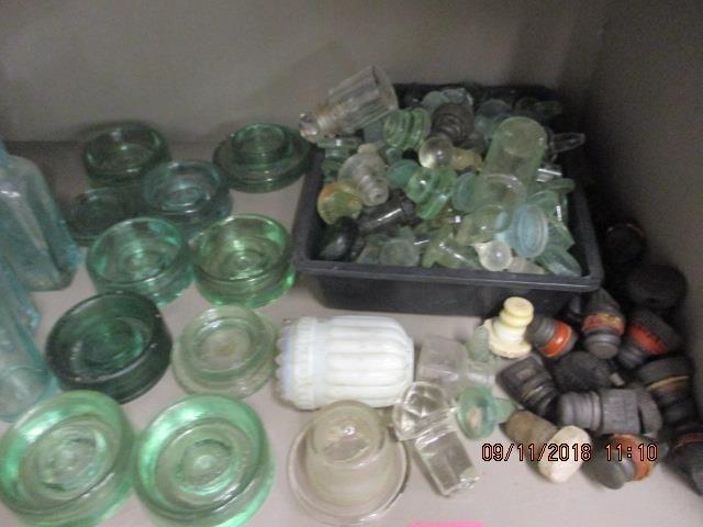 A Churtons Scotch Whisky stone decanter and a selection of small stone bottles, green glass medicine - Image 2 of 3